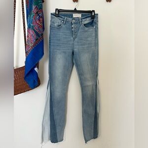 High-Waisted Flare Jeans with Panels